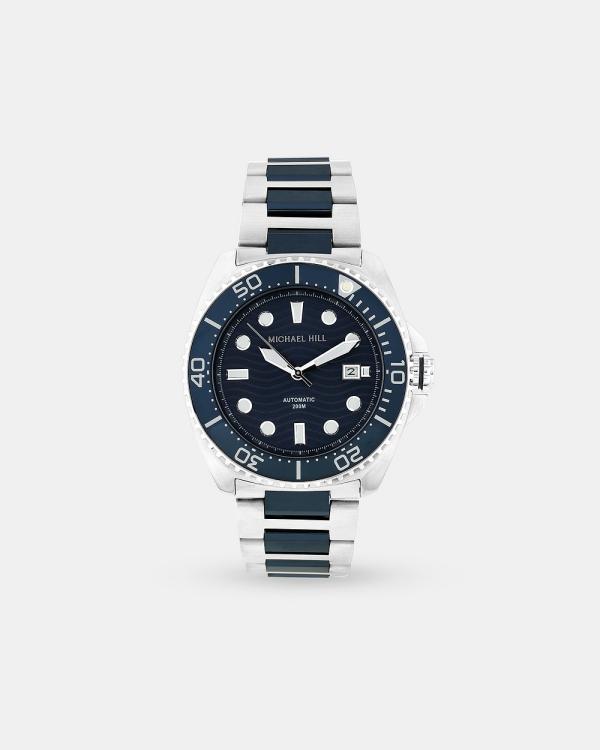 Michael Hill - Men's Automatic Two Tone Watch in Blue Tone Stainless Steel - Luxury Watches (Steel and Blue) Men's Automatic Two-Tone Watch in Blue Tone Stainless Steel