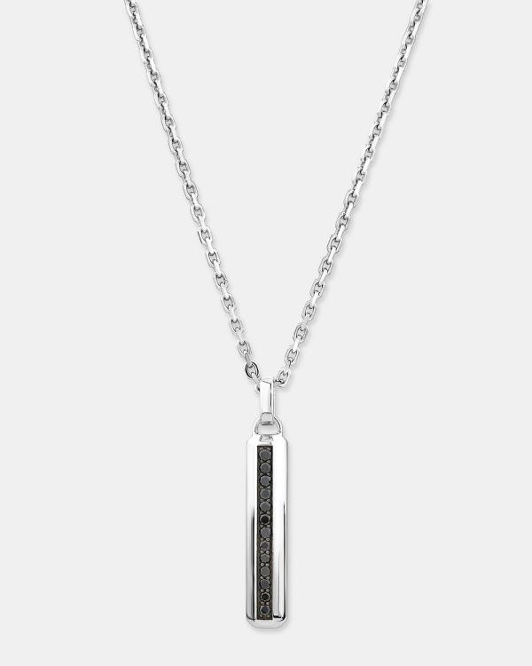 Michael Hill - Men's Pave Black Diamond Pendant on Cable Chain in Sterling Silver - Jewellery (Silver) Men's Pave Black Diamond Pendant on Cable Chain in Sterling Silver