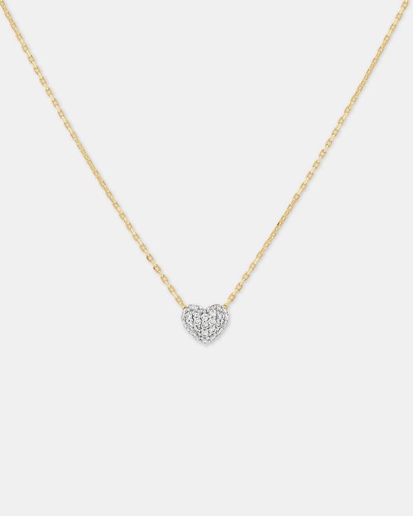 Michael Hill - Mini Puff Heart Necklace with .12TW of Diamonds in 10kt Yellow Gold and Rhodium - Jewellery (Yellow) Mini Puff Heart Necklace with .12TW of Diamonds in 10kt Yellow Gold and Rhodium