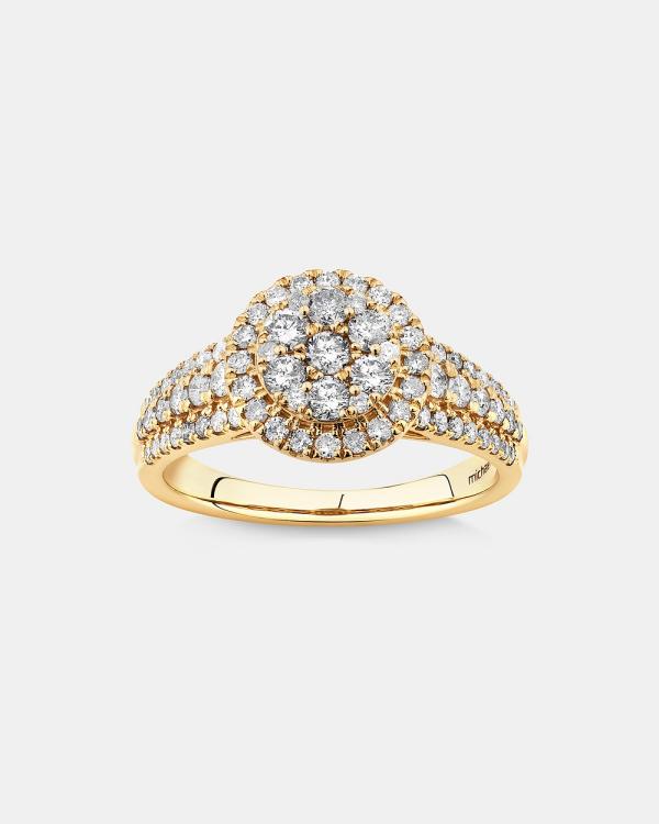 Michael Hill - Round Halo Ring with Diamonds in 10ct White Gold - Jewellery (Yellow) Round Halo Ring with Diamonds in 10ct White Gold