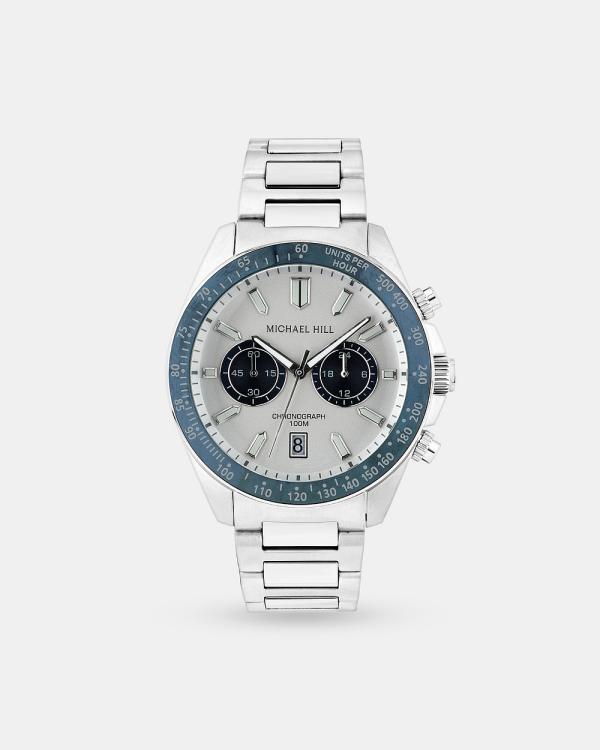 Michael Hill - Two Tone Men's Chronograph Watch in Blue Tone Stainless Steel - Luxury Watches (Steel and Blue) Two-Tone Men's Chronograph Watch in Blue Tone Stainless Steel