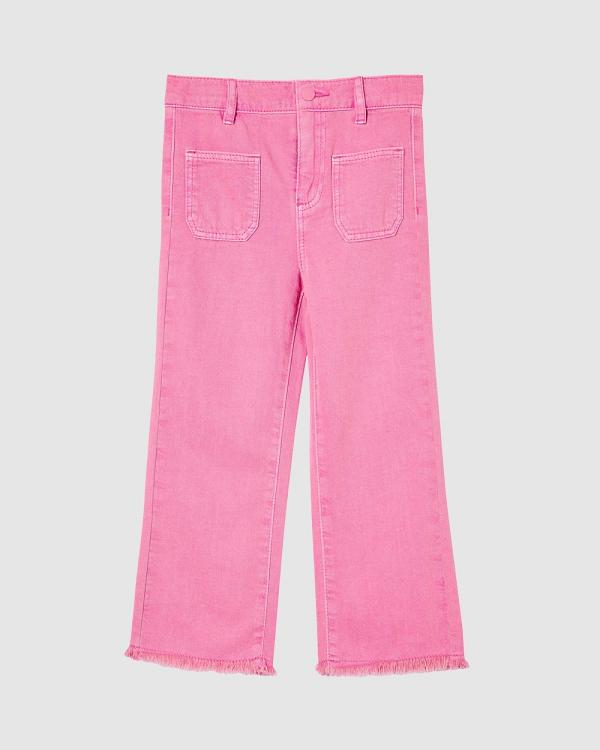 Milky - Pink Denim Crop Jeans   Kids Teens - Wide Crop Jeans (Pink) Pink Denim Crop Jeans - Kids-Teens