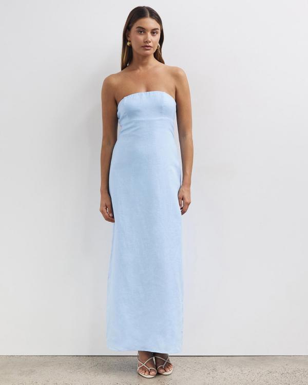 Minima Esenciales - Anders Strapless Linen Maxi Dress - Bridesmaid Dresses (Glacial Blue) Anders Strapless Linen Maxi Dress