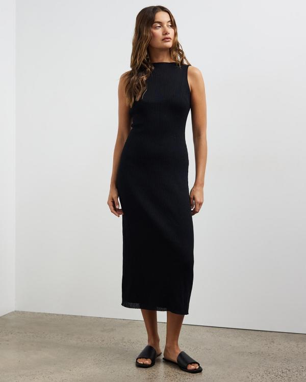 Minima Esenciales - Scout Ribbed Knit Dress - Bodycon Dresses (Black) Scout Ribbed Knit Dress