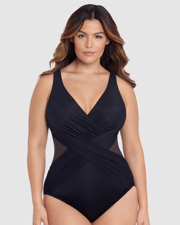 Miraclesuit Swimwear  - Crossover Draped Shaping Swimsuit PLUS - One-Piece / Swimsuit (Black) Crossover Draped Shaping Swimsuit PLUS