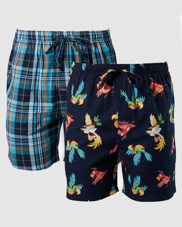 Mitch Dowd - Brazen Birds Cotton Sleep Shorts 2 Pack   Navy - Sleepwear (Navy) Brazen Birds Cotton Sleep Shorts 2 Pack - Navy