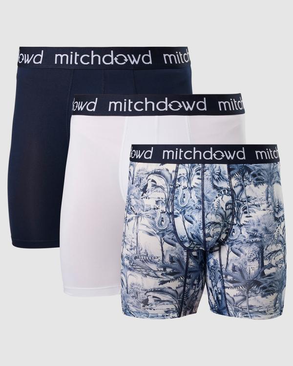 Mitch Dowd - Eco Magic Palms Recycled Repreve(R) Comfort Trunk 3 Pack   Navy & White - Underwear (Multi) Eco Magic Palms Recycled Repreve(R) Comfort Trunk 3 Pack - Navy & White