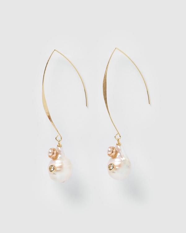 Miz Casa and Co - Charlie Drop Pearl Embellished Earrings - Jewellery (Pink Gold) Charlie Drop Pearl Embellished Earrings