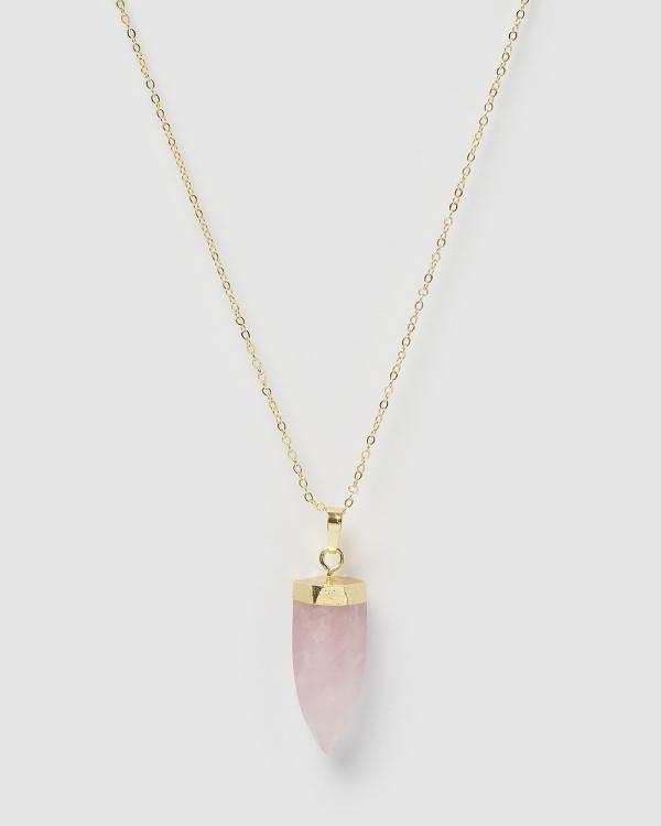 Miz Casa and Co - Isla Pendant Necklace - Jewellery (Rose Quartz Gold) Isla Pendant Necklace