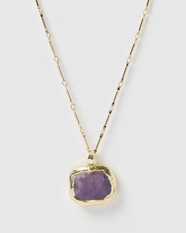 Miz Casa and Co - Jewel Charm Necklace - Jewellery (Gold Amethyst) Jewel Charm Necklace