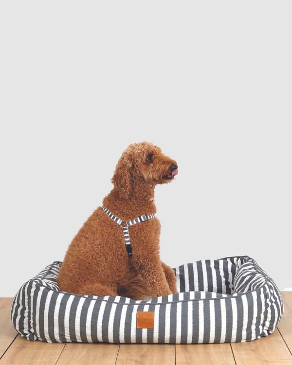 Mog & Bone - Bolster Dog Bed    Charcoal Hampton Stripe - Home (CHARCOAL HAMPTONS STRIPE) Bolster Dog Bed  - Charcoal Hampton Stripe