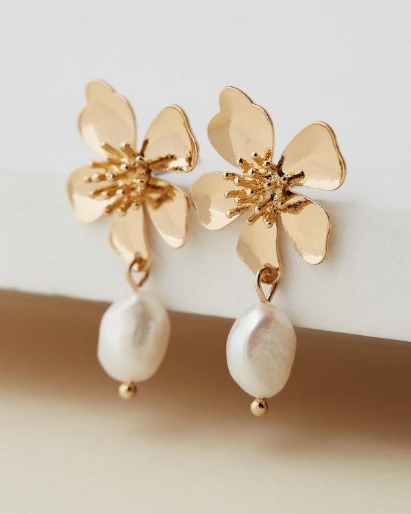 Moira Hughes - The White Label - Flower Pearl Earrings - Jewellery (Gold) Flower Pearl Earrings