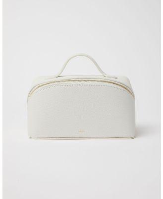 Mon Purse - Leather Cosmetic Bag - Toiletry Bags (White) Leather Cosmetic Bag