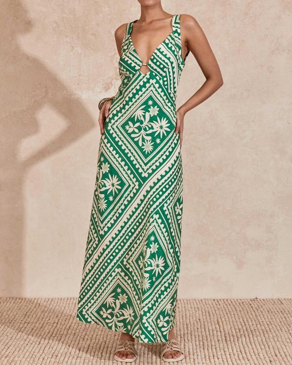 MON RENN - Losas Midi Dress - Printed Dresses (Emerald Tile) Losas Midi Dress