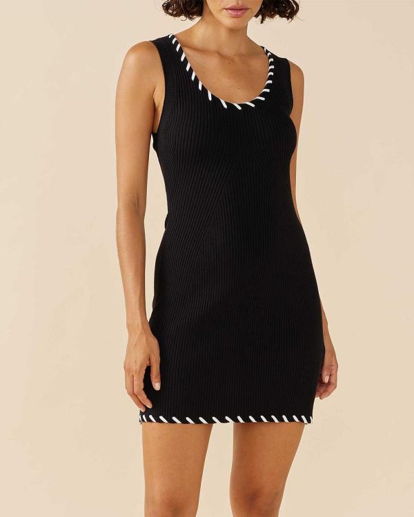 MON RENN - Outline Knit Mini Dress   ICONIC EXCLUSIVE - Dresses (Black & Ivory) Outline Knit Mini Dress - ICONIC EXCLUSIVE