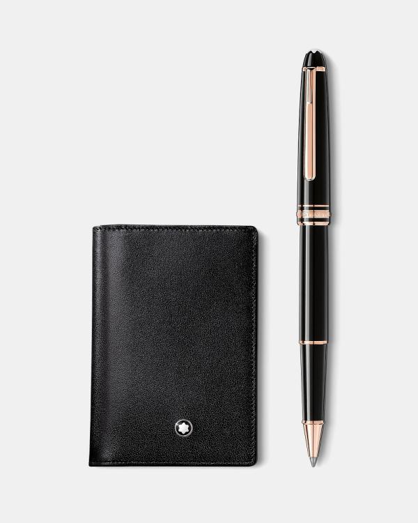 Montblanc - Meisterstück Rose Gold Coated Classique Rollerball & Business Card Holder - Stationery (Black) Meisterstück Rose Gold Coated Classique Rollerball & Business Card Holder