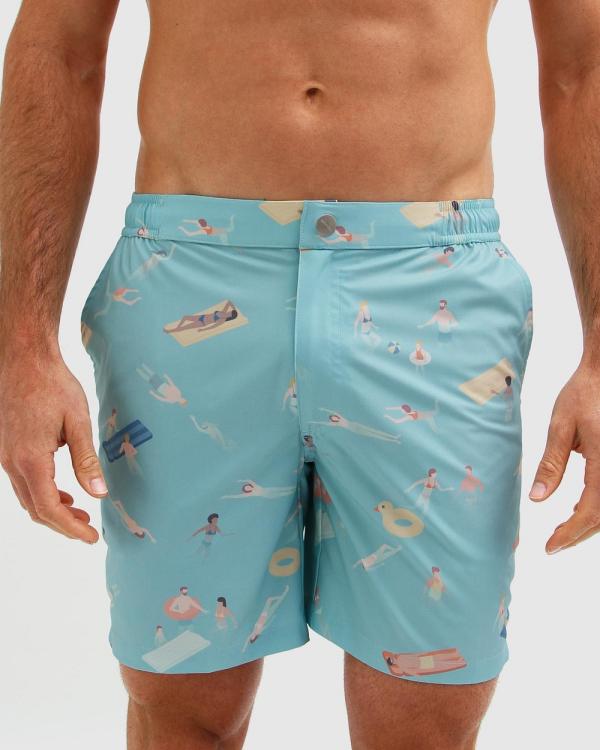 Mosmann - Cabana Boy Swim Shorts - Swimwear (Aqua Blue) Cabana Boy Swim Shorts