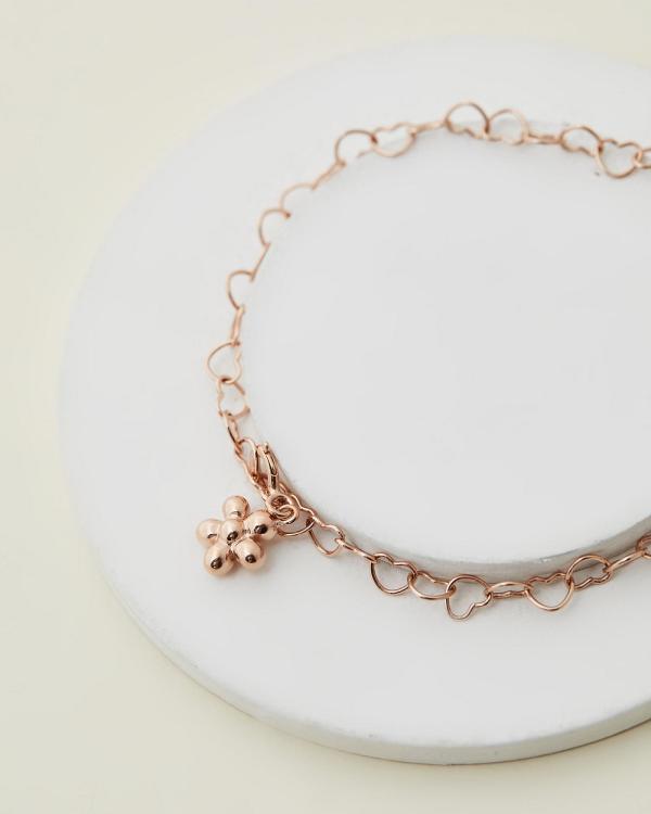 My Little Silver - Flickering Flower Chain of Hearts Charm Bracelet 18cm - Jewellery (Rose Gold) Flickering Flower Chain of Hearts Charm Bracelet 18cm