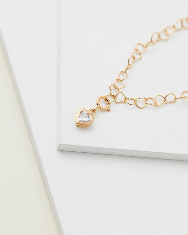 My Little Silver - Sparkle Heart Chain of Hearts Charm Bracelet 18cm - Jewellery (Yellow Gold) Sparkle Heart Chain of Hearts Charm Bracelet 18cm