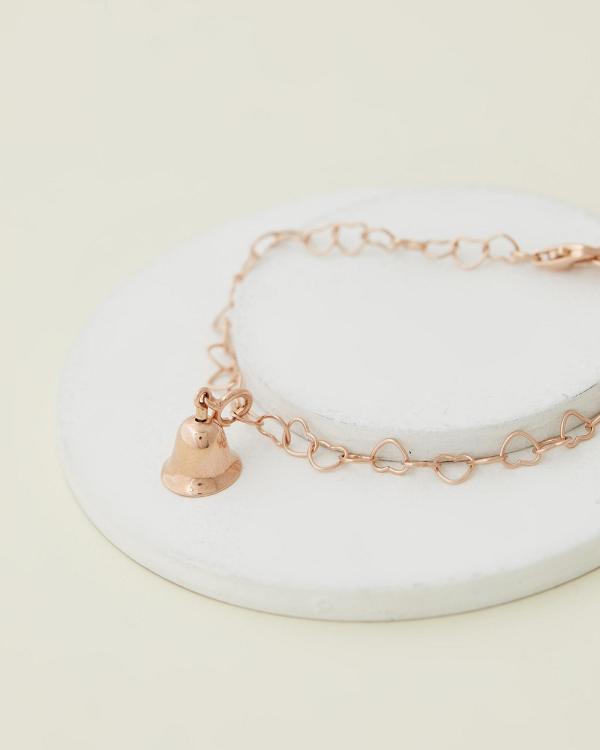 My Little Silver - Twinkle Bell Chain Of Hearts Charm Bracelet 16cm - Jewellery (Rose Gold) Twinkle Bell Chain Of Hearts Charm Bracelet 16cm