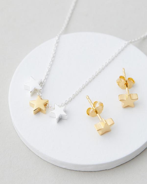 My Little Silver - Two Toned Floating Stars   Gold Set - Jewellery (Two Toned Sterling Silver) Two Toned Floating Stars - Gold Set
