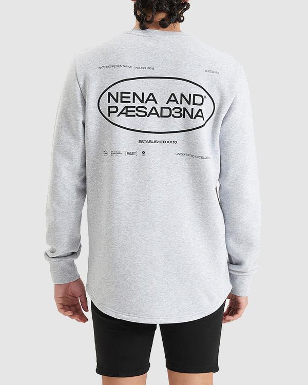 Nena & Pasadena - Dead Draw Dual Curved Sweater - Sweats & Hoodies (Grey Marle) Dead Draw Dual Curved Sweater