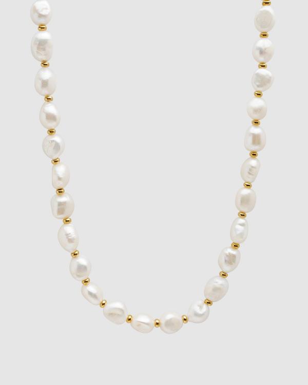 Nialaya Jewellery - Men's Beaded Choker with Baroque Pearls - Jewellery (White) Men's Beaded Choker with Baroque Pearls