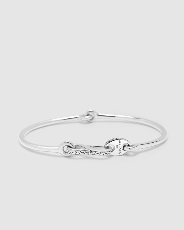 Nialaya Jewellery - Men's Delicate Sterling Silver Bangle with Hook Clasp - Jewellery (Silver) Men's Delicate Sterling Silver Bangle with Hook Clasp
