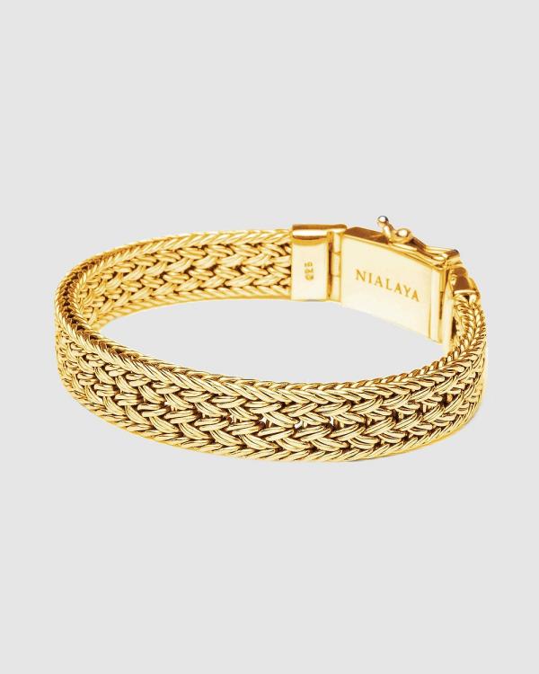 Nialaya Jewellery - Men's Gold Braided Chain Bracelet - Jewellery (gold) Men's Gold Braided Chain Bracelet