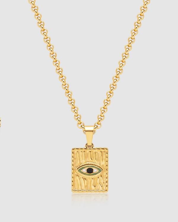 Nialaya Jewellery - Men's Necklace with Evil Eye Pendant - Jewellery (gold) Men's Necklace with Evil Eye Pendant