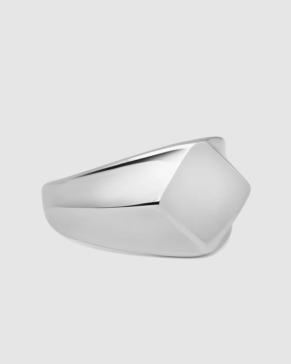 Nialaya Jewellery - Men's Squared Stainless Steel Ring - Jewellery (silver) Men's Squared Stainless Steel Ring