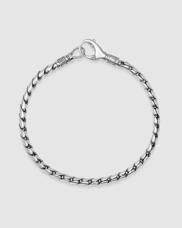 Nialaya Jewellery - Men's Sterling Silver 3mm Round Chain Bracelet - Jewellery (Silver) Men's Sterling Silver 3mm Round Chain Bracelet