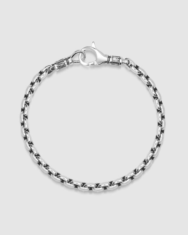 Nialaya Jewellery - Men's Sterling Silver 4mm Round Link Chain Bracelet - Jewellery (Silver) Men's Sterling Silver 4mm Round Link Chain Bracelet