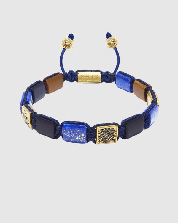 Nialaya Jewellery - The Dorje Flatbead Collection   Blue Lapis, Matte Onyx, and Brown Tiger Eye - Jewellery (Multi) The Dorje Flatbead Collection - Blue Lapis, Matte Onyx, and Brown Tiger Eye