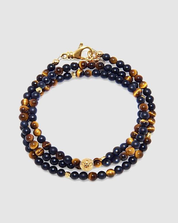 Nialaya Jewellery - The Mykonos Collection   Brown Tiger Eye, Matte Onyx and Gold - Jewellery (brown) The Mykonos Collection - Brown Tiger Eye, Matte Onyx and Gold