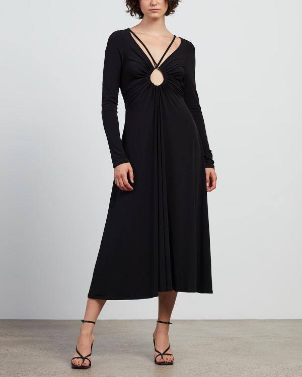Nicola Finetti - Doriana Ruched Keyhole Dress - Dresses (Black Jersey) Doriana Ruched Keyhole Dress
