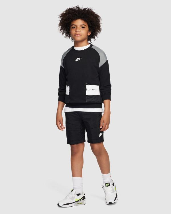 Nike - Cargo Shorts   Kids - Shorts (Black & White) Cargo Shorts - Kids