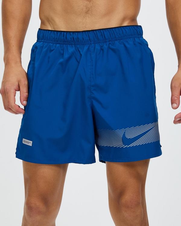 Nike - Challenger Flash Dri FIT 5 Brief Lined Running Shorts - Shorts (Court Blue, Black, Black & Reflective Silver) Challenger Flash Dri-FIT 5 Brief-Lined Running Shorts