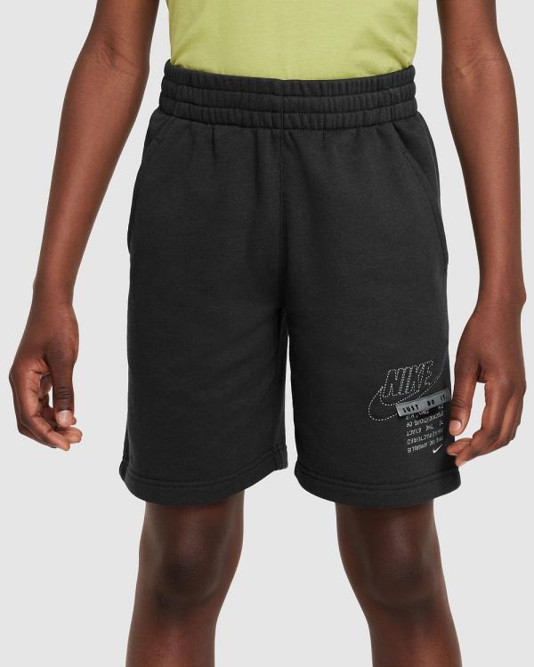 Nike - Club Fleece French Terry Shorts   Teens - Shorts (Black & Smoke Grey) Club Fleece French Terry Shorts - Teens