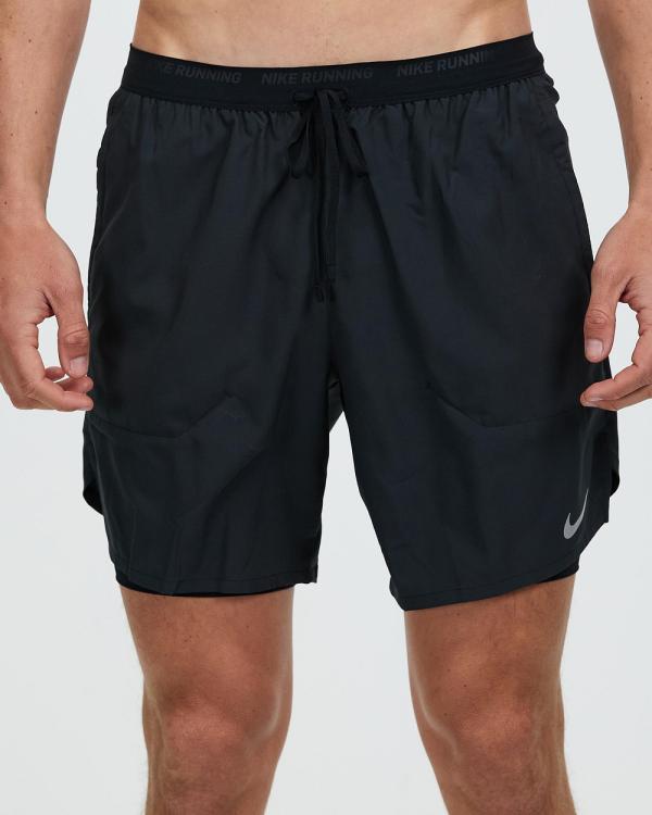 Nike - Dri FIT Stride 2 In 1 7 Inch Running Shorts - Shorts (Black, Black, Black & Reflective Silver) Dri-FIT Stride 2-In-1 7-Inch Running Shorts