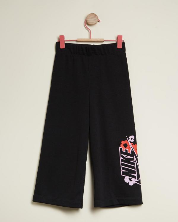 Nike - Floral FT Wide Leg Pants   Kids - Pants (Black) Floral FT Wide Leg Pants - Kids