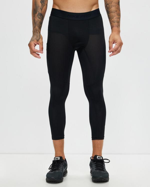 Nike - Pro Dri FIT 3 4  Fitness Tights - all compression (Black & White) Pro Dri-FIT 3-4  Fitness Tights
