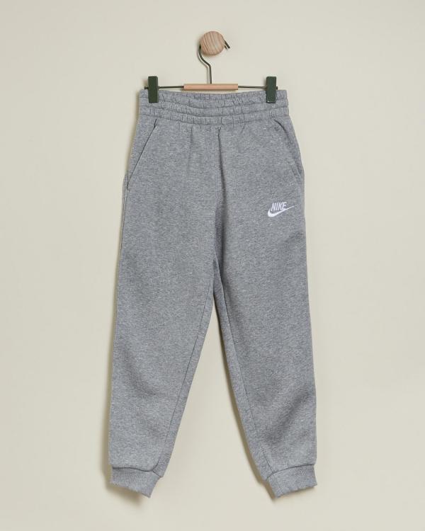 Nike - Sportswear Club Fleece Jogger Pants   Kids Teens - Pants (Dark Grey Heather, Base Grey & White) Sportswear Club Fleece Jogger Pants - Kids-Teens