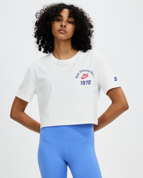 Nike - Sportswear Crop Tee - Cropped tops (Birch Heather & Deep Royal Blue) Sportswear Crop Tee