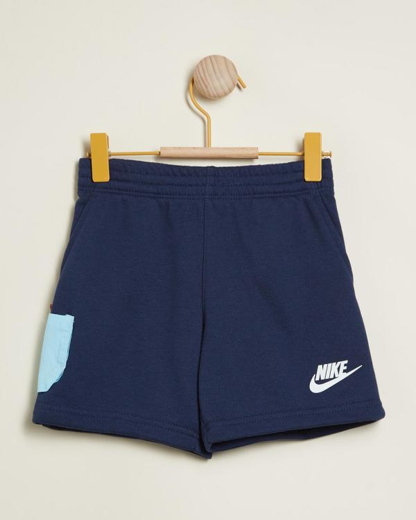 Nike - Sportswear French Terry Shorts   Kids - Shorts (Midnight Navy) Sportswear French Terry Shorts - Kids