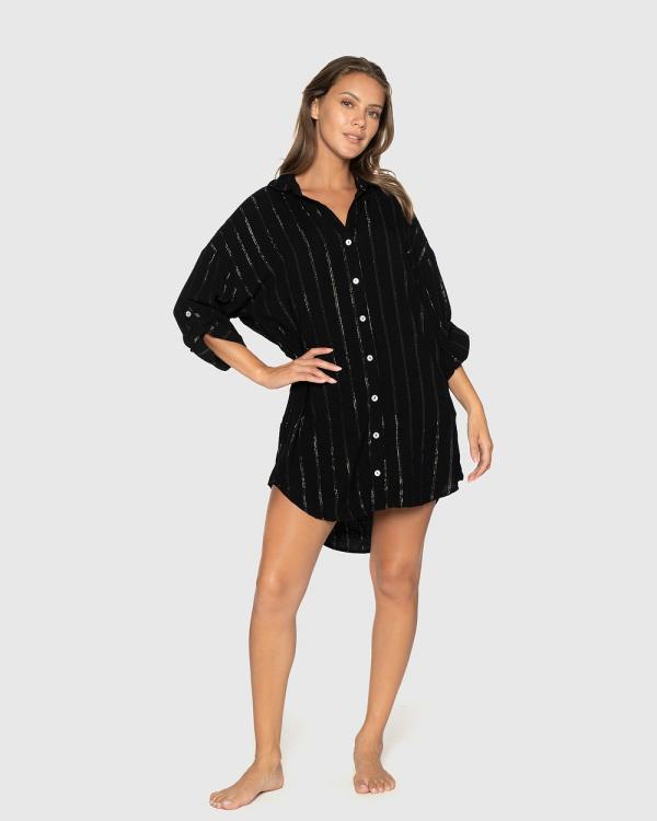 Nip Tuck Swim - Black Cassandra Bronte Beach Shirt Black - Swimwear (Black) Black Cassandra Bronte Beach Shirt Black