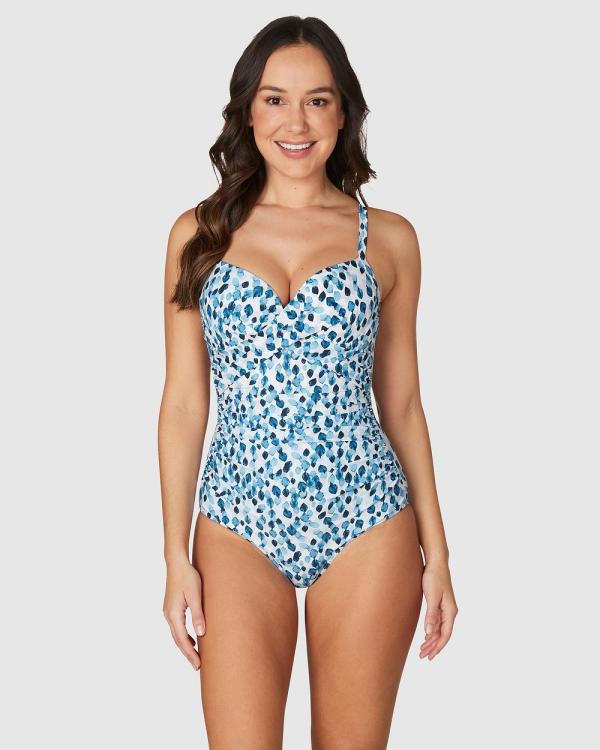 Nip Tuck Swim - Petal Plunge Isla C   D Cup Underwire One Piece Swimsuit - Swimwear (Blues) Petal Plunge Isla C - D Cup Underwire One Piece Swimsuit