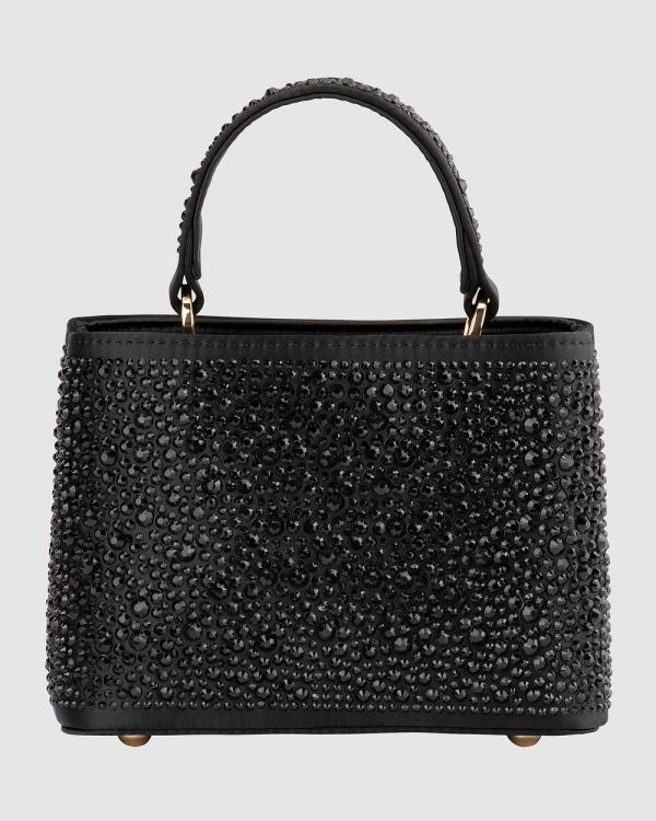 Olga Berg - Daniella Hotfix Top Handle Bag - Clutches (Black) Daniella Hotfix Top Handle Bag