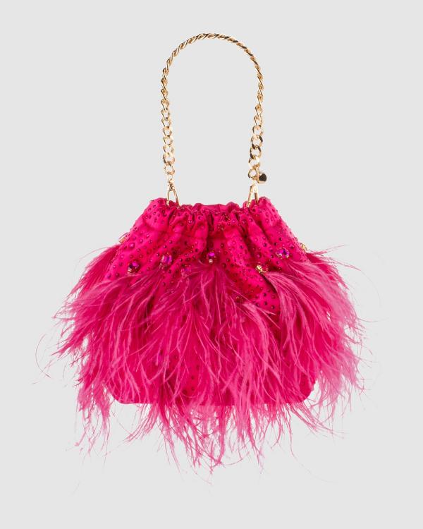 Olga Berg - Livvy Feather Pouch - Clutches (Fuchsia) Livvy Feather Pouch