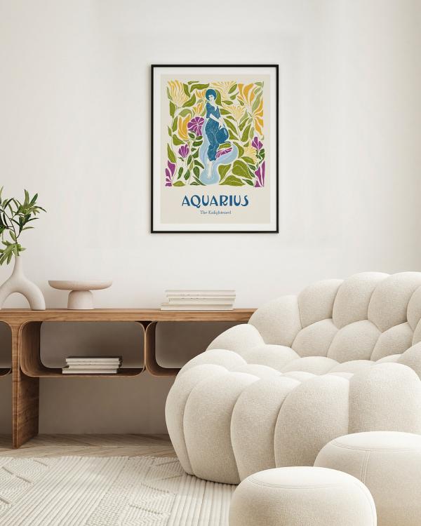 Olive et Oriel - Aquarius   Illustrated Star Sign Art Print - Home (Aquarius Illustrated) Aquarius - Illustrated Star Sign Art Print